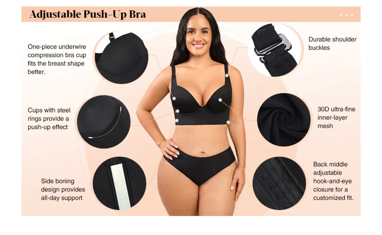 Fashion Deep Cup Bra Hides Back Fat Diva New Look with Shapewear Incorporated