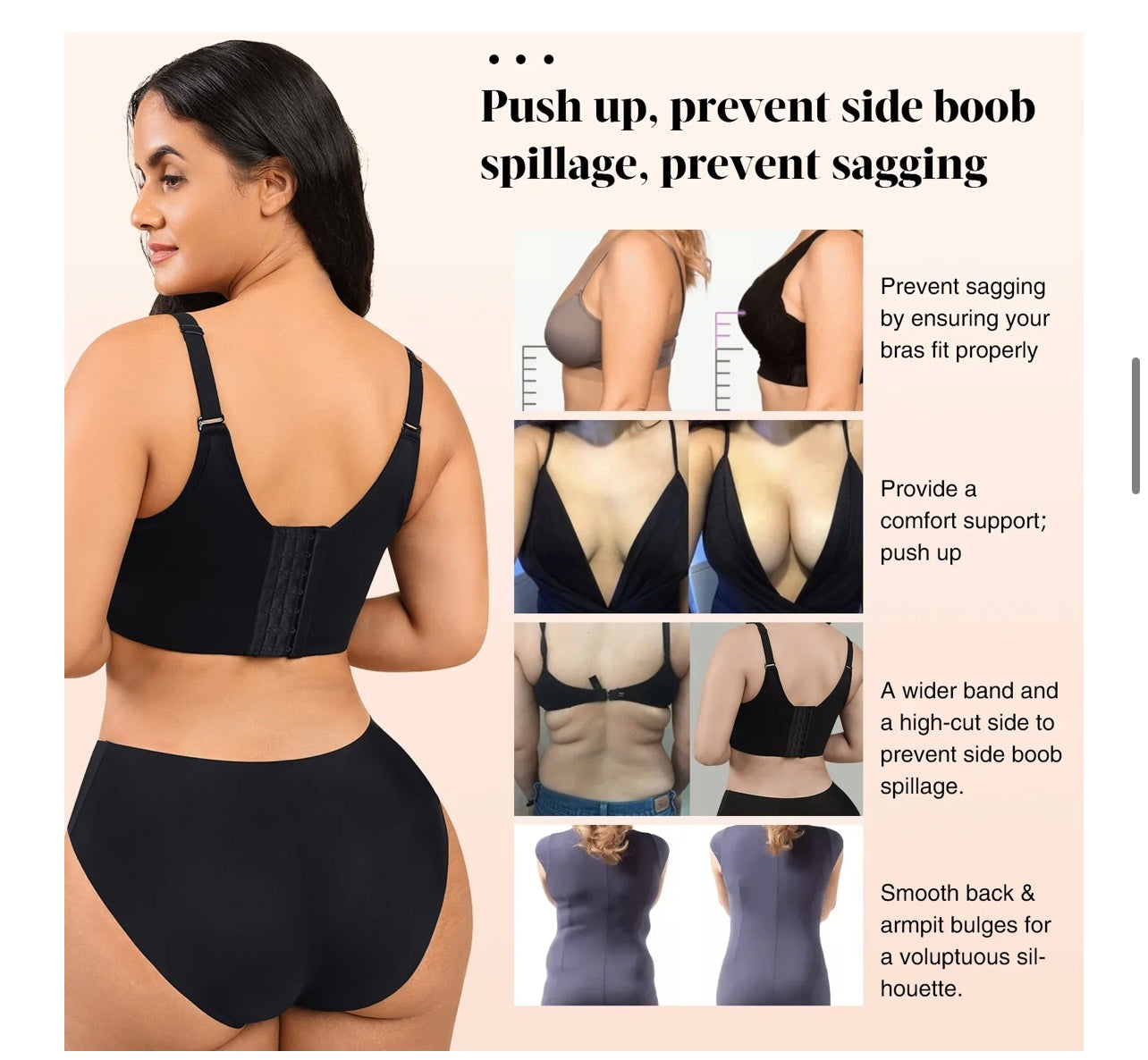 Fashion Deep Cup Bra Hides Back Fat Diva New Look with Shapewear Incorporated